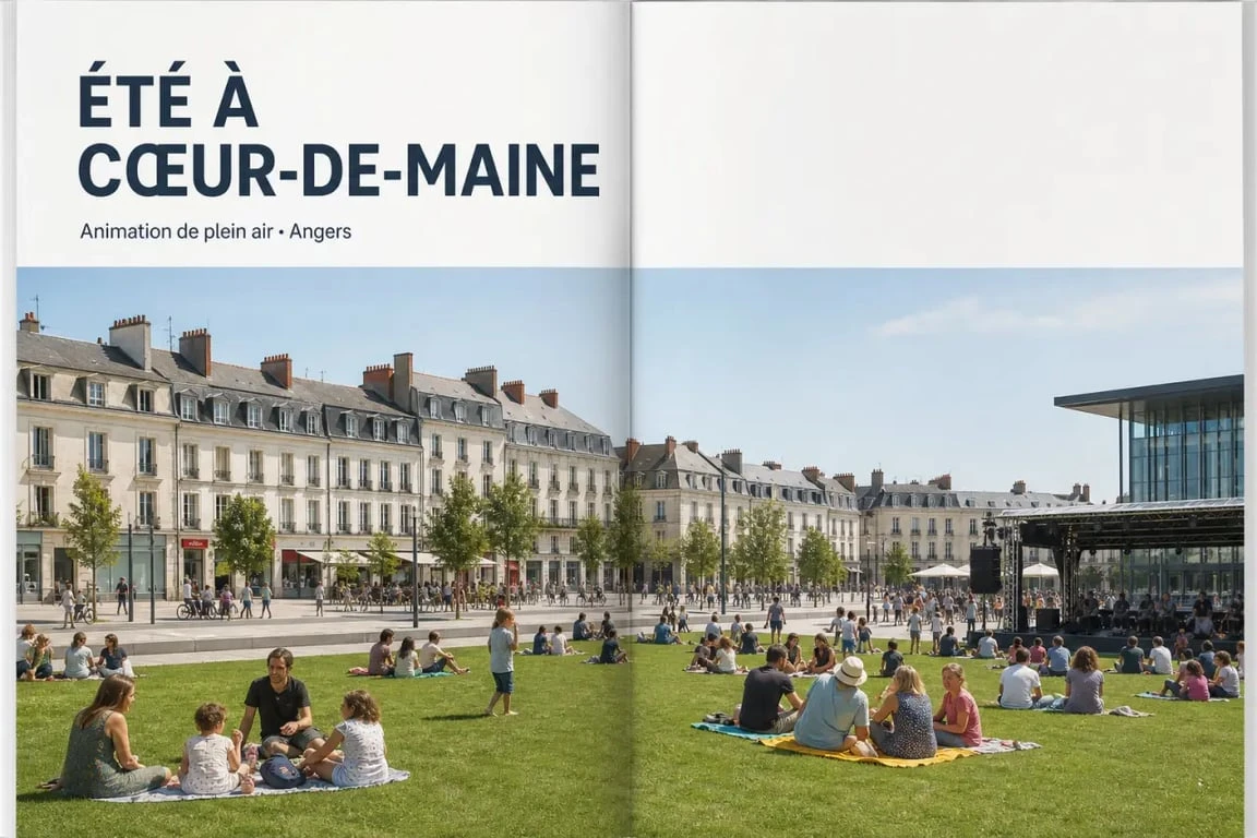 Esplanade Cœur-de-Maine à Angers en animation estivale