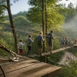 Parc de loisirs Angers : accrobranche et tyrolienne sur pont de singe