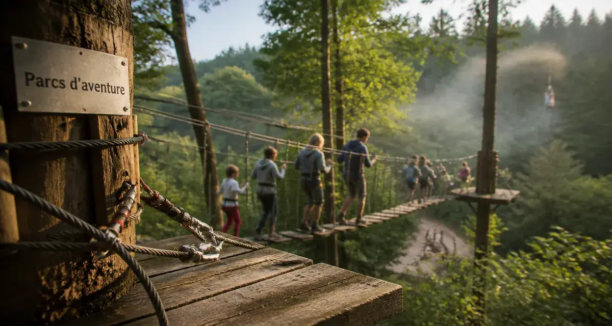 Parc de loisirs Angers : accrobranche et tyrolienne sur pont de singe