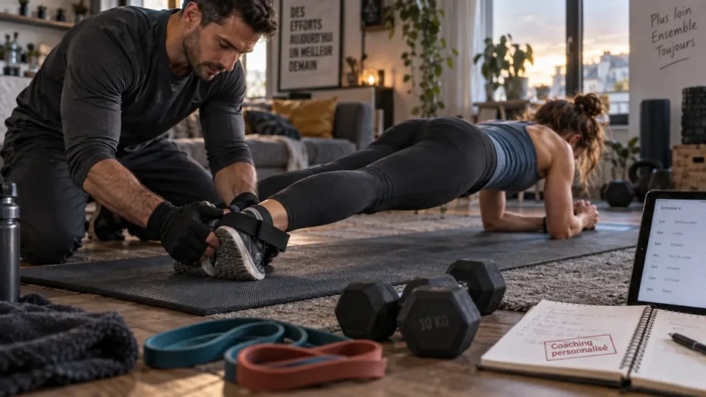 Coach sportif Angers : séance à domicile sur tapis de fitness