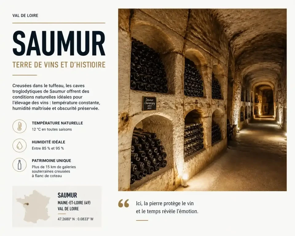 Caves troglodytiques et vinification à Saumur