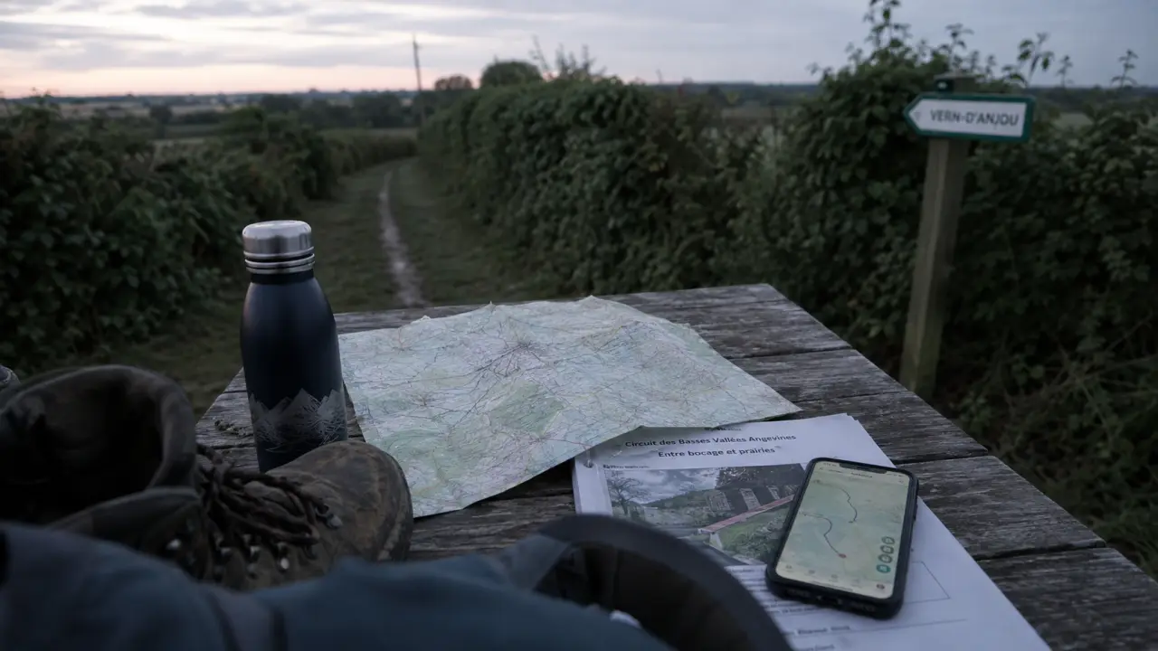 randonnée vern d anjou : carte et trace GPX sur table