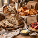 Boulangerie anjou : pains artisanaux et gâteaux personnalisés sur table en bois